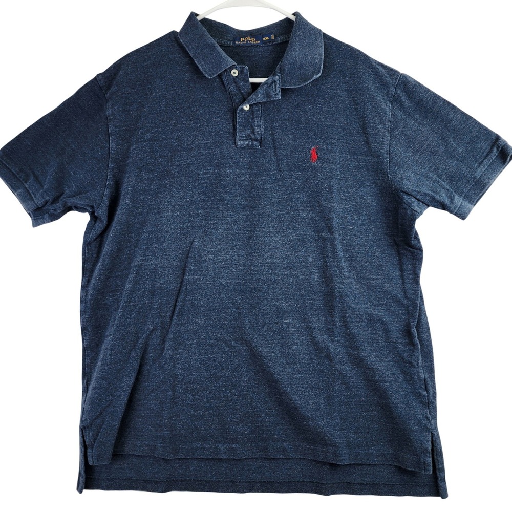 Polo Ralph Lauren‎ Heathered Jersey Polo Shirt Mens XXL Blue Classic Preppy